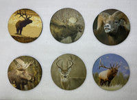 Horns and Antlers Series Circle Neoprene Coaster Set of 6 - Donna Feledichuk Wildlife Photography