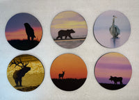 Sunset Series Circle Neoprene Coaster Set of 6 - Donna Feledichuk Wildlife Photography