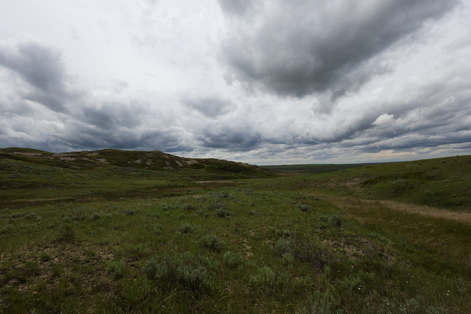 An image of a storm brewing over Grasslands National Park