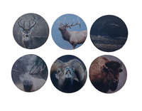 Horns and Antlers Series Circle Neoprene Coaster Set of 6
